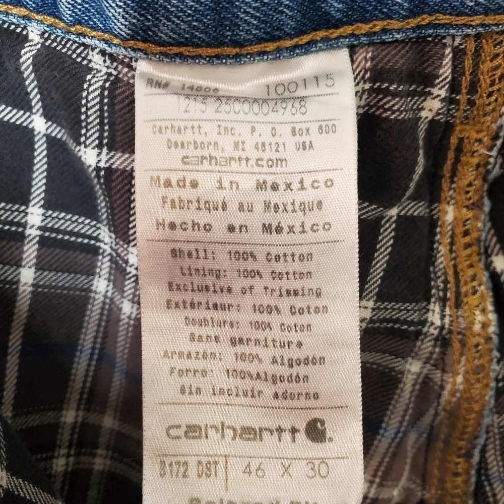 Carhartt Men's Relaxed Fit Jeans, Straight Leg Flannel Lined 46 x 30 - Picture 8 of 9